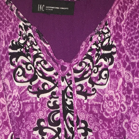 INC Sheer Blouse with Lining, Short Sleeves. Sz XL - Picture 3 of 5